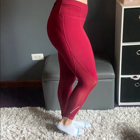 Red Lululemon leggings With Mesh sides - Picture 2 of 4